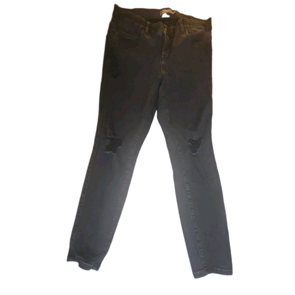 Torrid Bombshell Skinny Jeans Womens 18R Black Premium Stretch Distressed Denim